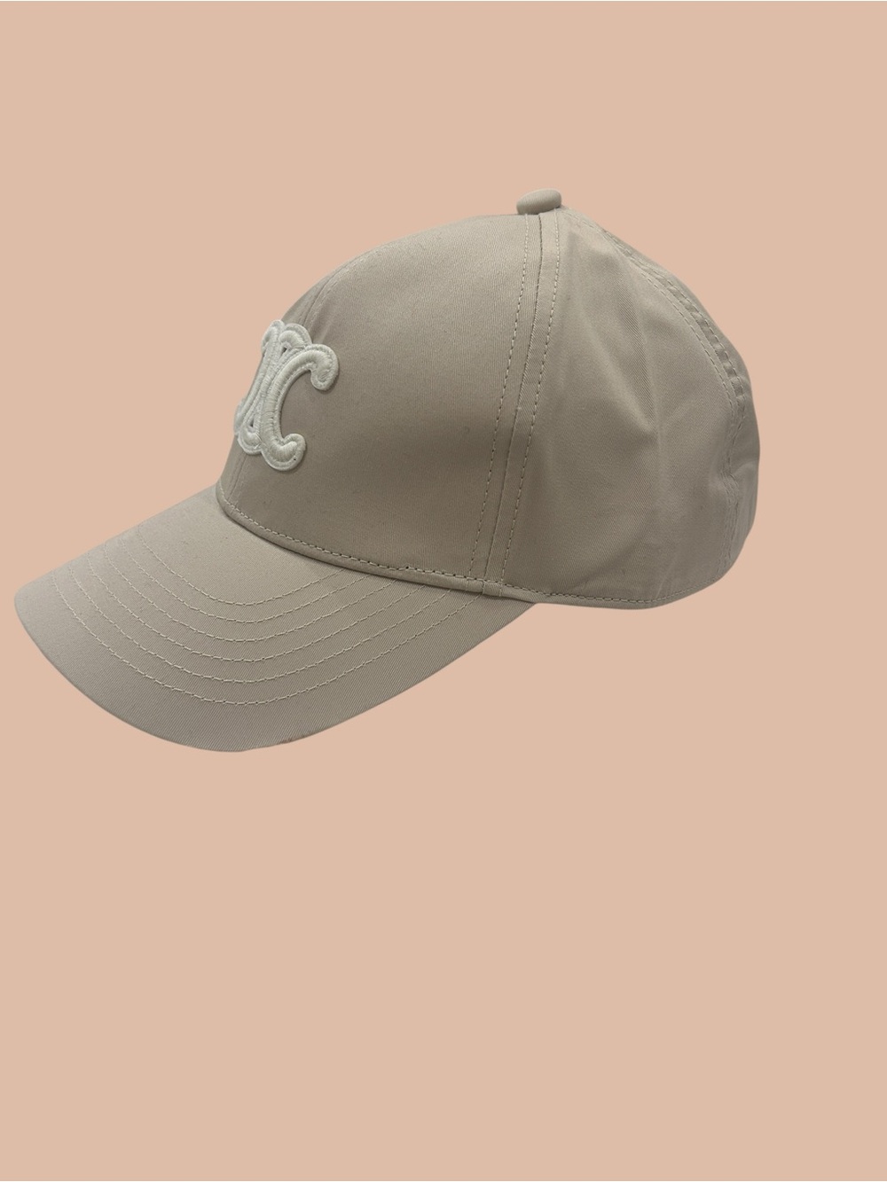 Celine Beige / Khaki Baseball Cap with Embroidered Logo - Picture 2 of 5